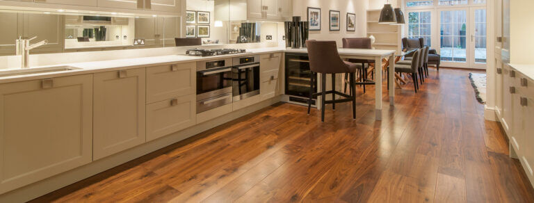 Professionally fitted wood floor in modern house