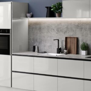 fitted kitchen grey gloss
